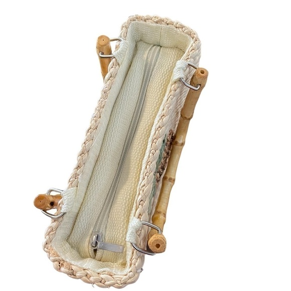 Straw Maui Bag with Woven Handles & Embellished Design - Picture 6 of 7